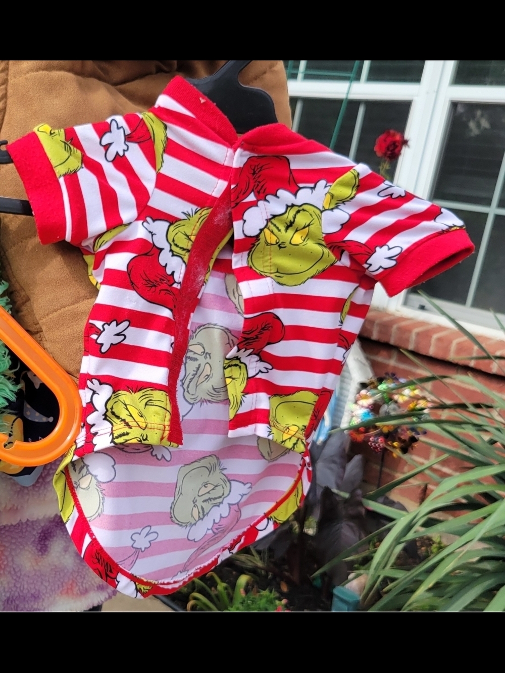 Red & White Grinch Stripe Dog Tee